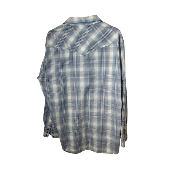 Mens Pendleton Long Sleeve Plaid Shirt Large Blue western Button Down - Picture 4 of 5